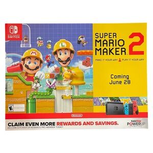 Super Mario Maker 2 Nintendo Switch Promo Poster 18x24‎ GameStop Display
